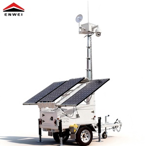 Remorque de surveillance mobile à énergie <span class=keywords><strong>solaire</strong></span> <span class=keywords><strong>avec</strong></span> mât de 6 m et trois panneaux solaires pour la sécurité temporaire des chantiers extérieurs - Product Image 2