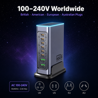 Chargeur rapide USB-C PD 3.0 GaN 660W à 8 ports avec ports 6C2A pour ordinateur portable/iPad, adaptateur de bureau électrique