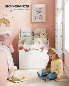 Étagère à livres pour enfants <span class=keywords><strong>SONGMICS</strong></span> à 3 niveaux avec roulettes, multifonctionnelle, en bois et tissu laqué, pour chambre d'enfant et salle de jeux - Product Image 4