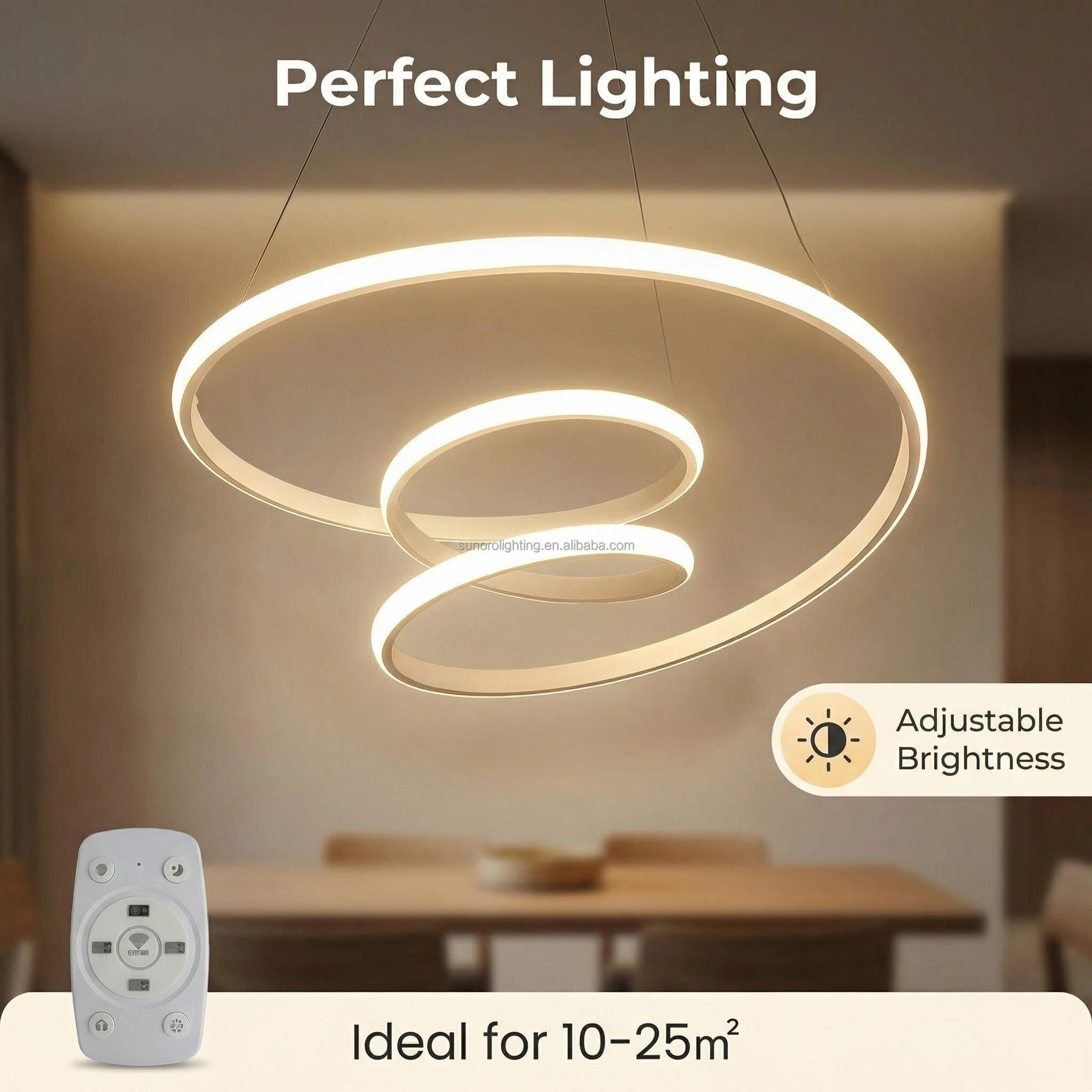 Modern Irregular Aluminum LED Pendant Light 80-277V+Remote Dimmable Lustre for 10-25㎡ Home Spaces in Africa & South America CE