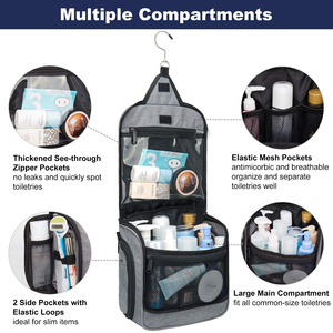 <b>Large</b> Hanging Toiletry <b>Bag</b> with Multiple Compartments Premium Quality Jewelry <b>Bag</b> Cosmetics <b>Makeup</b> Toiletries Organizer Kit - Product Image 3