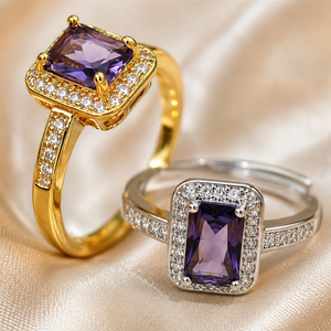 Anello quadrato in pietra, gioiello da donna dal design classico per l'uso quotidiano - Product Image 4