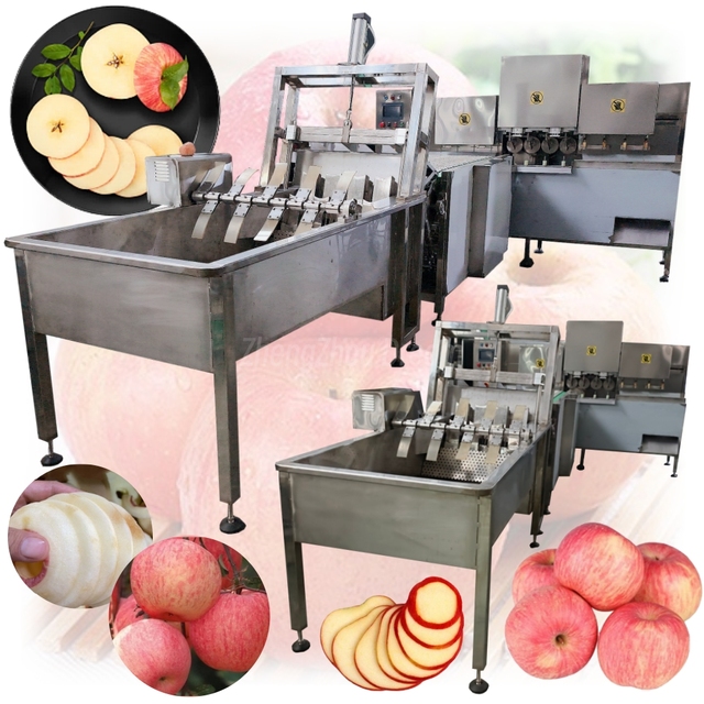 Apple Peeling Machine Industrial Electric Stainless Steel Apple Washing Machine Conveyor Orange Kiwi Apple Cutting Machine