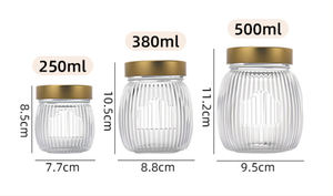 Bocaux en verre hermétiques transparents à rayures, grande capacité, pour confiture, cornichons, miel et sauces, avec couvercle à vis, 250ml, 380ml, 500ml - Vente en <span class=keywords><strong>gros</strong></span> - Product Image 6