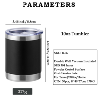 Logo personnalisé 10oz Lowball Tumbler Vide isolé Portable Travel Cup en acier inoxydable tasse de vin de bière