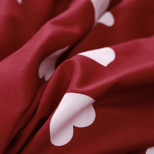 Nantong fabrication vente en gros, couleur rouge, cœurs imprimés, literie douce, ensemble de housse de <span class=keywords><strong>couette</strong></span> pour mariage - Product Image 6