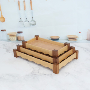 Bandeja de Almacenamiento de Bambú Simple para el Hogar, Cesta Rectangular de Madera Natural para Frutas y Verduras de Cocina - Product Image 1