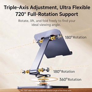 UGREEN LP892 Rotatable Foldable <b>Desktop</b> Phone <b>Stand</b> Adjustable Metal Tablet Holder for Devices Within 9.7 Inch - Product Image 3