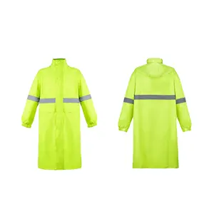 Outdoor Thickened Long Adult Poncho Reflective Strip Security Windbreaker waterproof airport Raincoat