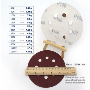 Juego de 110 Discos de Lija de Óxido de <span class=keywords><strong>Aluminio</strong></span> de 5 Pulgadas y 8 Agujeros con Gancho y Bucle, Papel de Lija Rojo para <span class=keywords><strong>Pulir</strong></span> Metal y Madera - Product Image 4