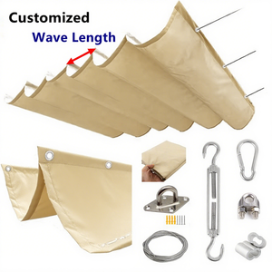 Nouvelle Voile <span class=keywords><strong>de</strong></span> Protection Solaire Rétractable Télescopique en Polyester Imperméable Beige pour Jardin et Pérgola - Product Image 3