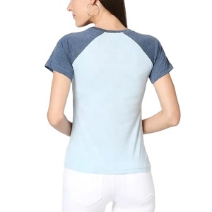 Camiseta de algodón con estampado personalizado para mujer, camiseta de manga corta en blanco de talla grande, camisetas lisas redondas a granel - Product Image 5
