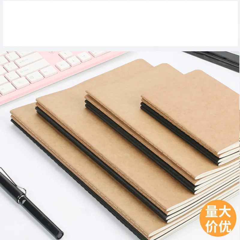 Customized Print Cheap Stitched Bulk Blank Lined Paper Notebook Different Size Stock On Sale Brown kraft Paper Notebook