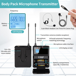 Depusheng mới ur422 chuyên nghiệp Tai nghe không dây Lavalier Microphone cho giai đoạn phát biểu với bodypack Transmitter - Product Image 3