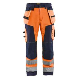 BLAKLADER - 156725175389C148 <b>Hi</b>-<b>Vis</b> Softshell craftsman trousers Orange/Navy <b>blue</b> - EAN 7330509405956 <b>HI</b>-<b>VIS</b> WORKWEAR - Product Image 1