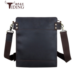 Sac bandoulière pour homme Tiding, sac messager en cuir véritable, couleur unie, durable, usage quotidien - Product Image 1