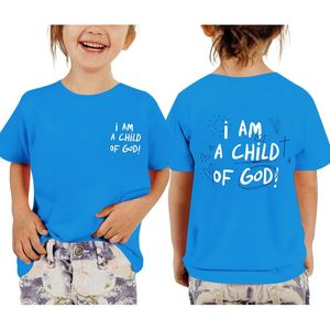 Camiseta FOXA I Am A Child Of God para niños y niñas, camiseta gráfica de algodón religiosa cristiana, Top de verano, corte Regular Unisex - Product Image 1