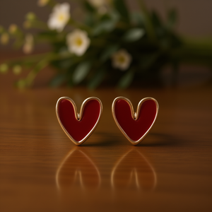 Orecchini a perno a forma di cuore E2468 placcati oro in lega di zinco, gioielli romantici unisex alla moda, idea regalo - Product Image 2