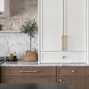 Solid Brass Cabinet Handle Ribbed Texture <strong>Gold</strong> <strong>Drawer</strong> <strong>Pull</strong> Industrial Kitchen Hardware Wardrobe Dressing Case Long Bar Levers - Product Image 3