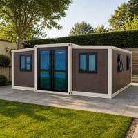 Maison préfabriquée extensible en conteneur, cabane modulaire avec porte en verre pour projets de construction urbaine