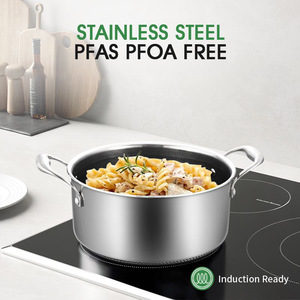 Set di Pentole Ibride in Acciaio Inox da 10 Pezzi con Coperchi, Antiaderente, Acciaio Inox a <span class=keywords><strong>3</strong></span> Strati con Manico Termoisolante - Product Image 2