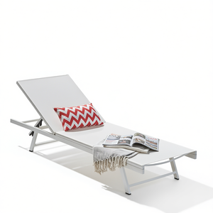 Chaise longue Salton in metallo reclinabile, lettino prendisole da esterno, design contemporaneo, seduta moderna per patio - Product Image 1