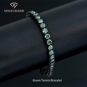 Bracelet tennis en moissanite vert vif plaqué or noir argent sterling 925 magasin d'usine vente en gros passe le test diamant VVS D - Product Image 1