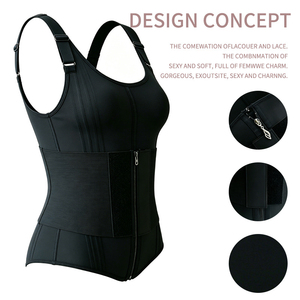 Fajas en gros pour silhouettes généreuses, Corset débardeur à fermeture éclair frontale et laçage, avec soutien multi-baleines, serre-taille amincissant, Fajase Colombianas - Product Image 2