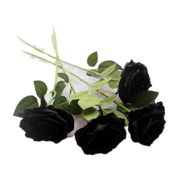 QSLH-AFE918 High Quality Artificial Black Rose Flower for Weddings