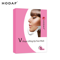 Patch Hydrogel OEM Personnalisé pour Lifting du Menton en V, au Collagène, Acide Hyaluronique et Caféine, Réducteur de Double Menton à Fixation Auriculaire pour la Ligne de la Lèvre du Menton, Lot de 5