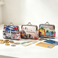 Porte-monnaie souvenir de voyage imprimé avec fermoir à pression métallique, petite pochette à rouge à lèvres en cuir PU pour cadeau touristique, logo personnalisé