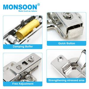 Thép Không Gỉ Đồ Nội Thất Thủy Lực Vô Hình Nhà Bếp Đầy Đủ Lớp Phủ 35Mm <span class=keywords><strong>Clip</strong></span> Trên Tủ Bản Lề Mềm Đóng Cho Tủ Phòng Ngủ - Product Image 4