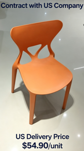 Silla de Comedor Moderna de Plástico Azul Claro con Patas de Madera y Tapicería de Cuero, Apilable, Muebles para el Hogar, Diseño Francés, Entrega en EE. UU. por UPRS - Product Image 4