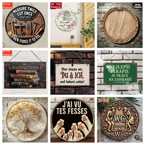 Décorations murales rétro en bois, assiettes rondes, décorations murales pour hall d'entrée, décorations de scène de Noël, best-sellers transfrontaliers - Product Image 2