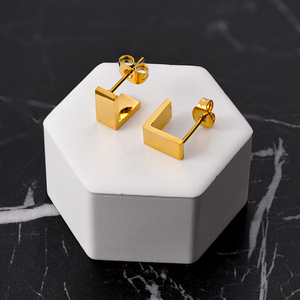 Pendientes de Botón en Forma de <span class=keywords><strong>Letra</strong></span> L, Geométricos, Vintage, de Acero Inoxidable Chapado en Oro de 18K, Resistentes al Agua, para Mujer, Joyería E251841 - Product Image 6