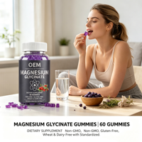 Gummies de glycinate de magnésium en gros pour OEM, 60 unités, complément alimentaire, marque privée, fournisseur, distributeur, marque personnalisée