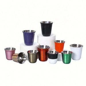 Lot de verres à espresso en acier inoxydable de 80 ml et 160 ml, à double paroi, isolés thermiquement, pour café et boissons chaudes - Product Image 2