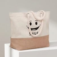 Sac fourre-tout en toile de jute naturelle avec ouverture supérieure, grande capacité pour fournitures artistiques, rouleaux de tissu, idéal pour foires artisanales, ateliers et studios