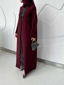 عباية رمضان <span class=keywords><strong>2026</strong></span> أنيقة وفاخرة للعيد، قفطان مفتوح أحمر، فستان هندي مطرز يدويًا، فساتين سهرة نسائية مسلمة - Product Image 4