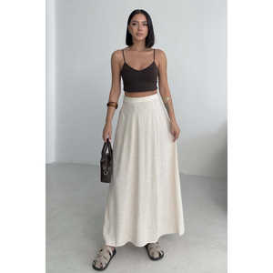 Falda Larga de Lino con Cintura Elástica, Falda Maxi Fluida y Cómoda para Mujer, 100% Lino - Product Image 6