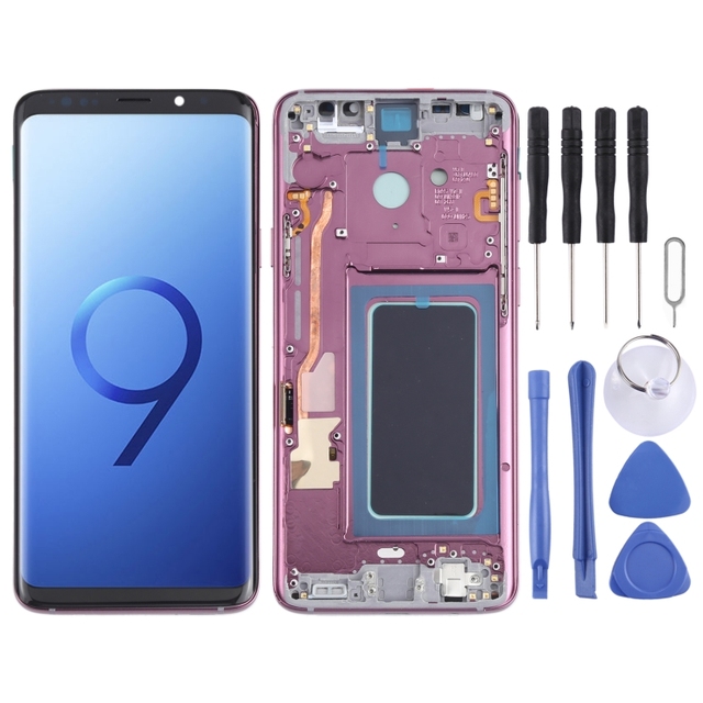 Wholesales OLED LCD Screen for Samsung Galaxy S9+ SM-G965 Digitizer Full Assembly With Frame (Purple)