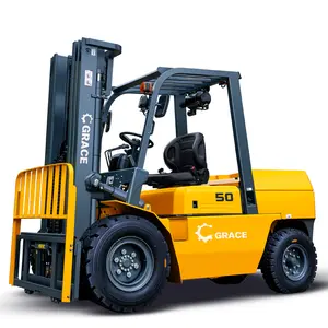 forklift diesel 5 ton 7ton cushion tire off road fork lift truck with 2/ 3 stage mast and side shift
