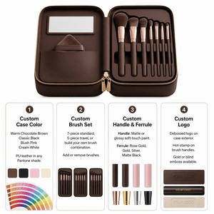 Estuche Organizador de <span class=keywords><strong>Maquillaje</strong></span> de Viaje con Cierre de Cremallera para <span class=keywords><strong>Brochas</strong></span> de Pelo Sintético Marrón Chocolate, Corrector y Almacenamiento Facial - Product Image 4