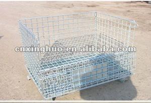 संलग्न चार पहिया फोल्डेबल लॉजिस्टिक्स ट्रॉली 600 किलोग्राम क्षमता गोदाम संचलन स्तरित जाल डिजाइन डिचेबल बैकरेस्ट ओम - Product Image 5