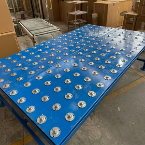 Transportador de Rodillos Azul, Mesa Transportadora de Malla de Acero, Plataforma de Transporte Antideslizante para Fábrica o Taller - Product Image 1