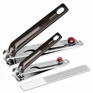Ensemble professionnel de coupe-ongles en acier inoxydable avec lime en verre pour ongles épais, usage adulte, design à mâchoires plates, lame incurvée arrondie - Product Image 2