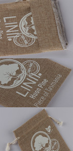 Sacs en jute miniatures de haute qualité, couleur marron, personnalisables, réutilisables, en lin naturel, avec cordon de serrage et logo - Product Image 5
