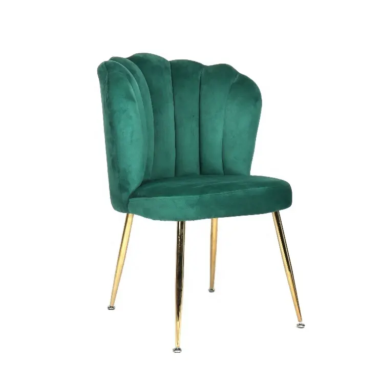 Groothandel Elegante Groene Moderne Luxe Gestoffeerde Stof Design Fluwelen Eetkamerstoelen Met Gouden Poten