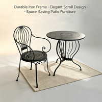 Ensemble table et chaises pliantes en fer vintage, robustes, montage facile, design antique, pour salon ou extérieur