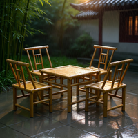 Ensemble de table et de chaises de patio d'extérieur en alliage d'aluminium vintage chinois, durable, résistant aux intempéries, pour jardin, balcon, salon, thé, loisirs